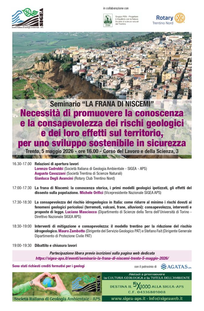 Seminario LA FRANA DI NISCEMI, Trento 5 maggio 2026 - ore 16.30