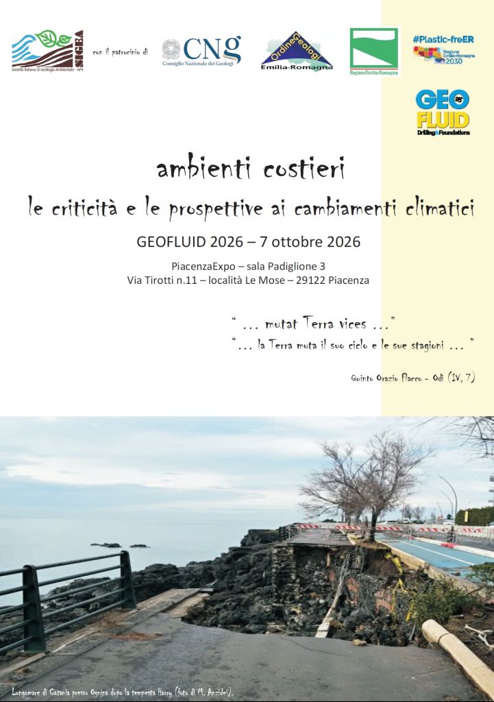 Ambienti costieri le criticità e le prospettive ai cambiamenti climatici. Geofluid - Piacenza, 7 ottobre 2026 - ore 15.00