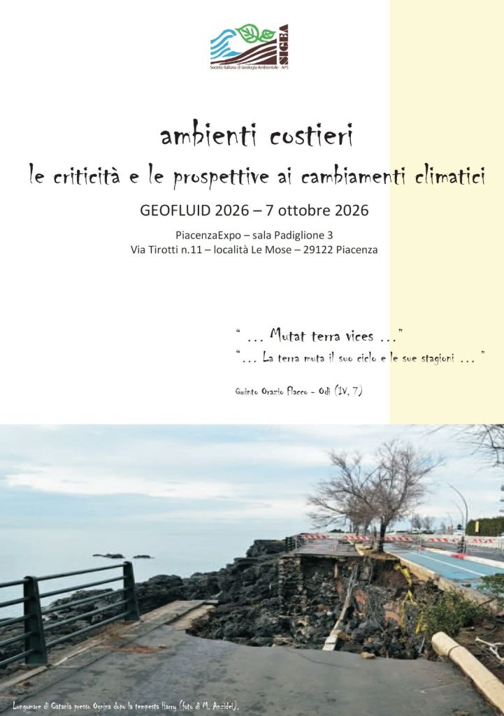 Ambienti costieri le criticità e le prospettive ai cambiamenti climatici. Geofluid - Piacenza, 7 ottobre 2026 - ore 15.00